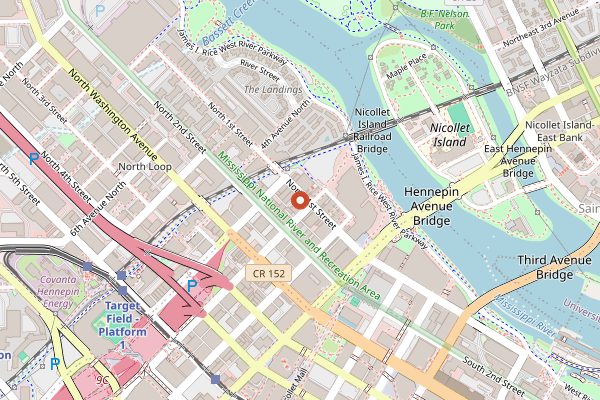 Map showing Spoon and Stable Bar in Minneapolis