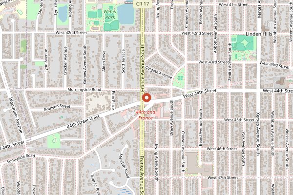 Map showing The Tasting Room at France 44 in Minneapolis