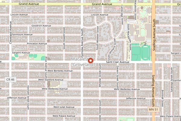 Map showing Wine Thief and Ale Jail in Minneapolis
