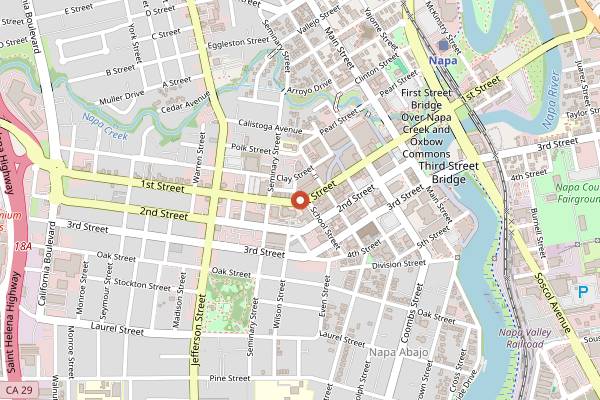 Map showing Tarla Mediterranean Bar + Grill in Napa