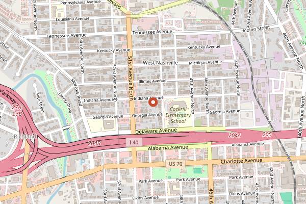 Map showing Brightside Bakeshop in Nashville
