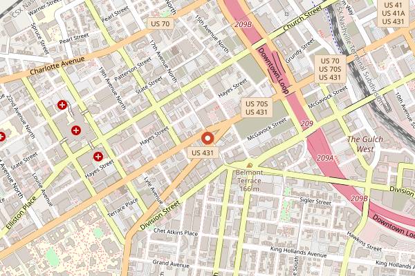Map showing H & S Bagels in Nashville