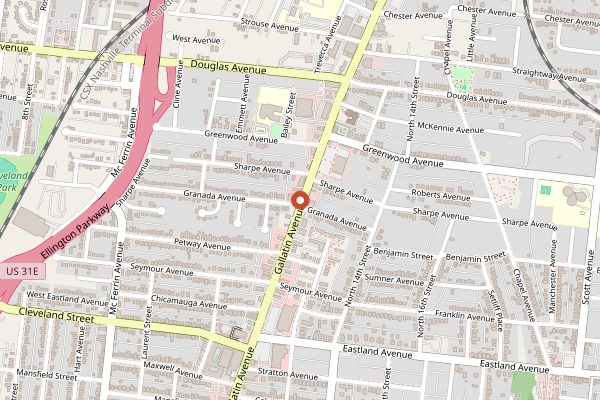 Map showing Pearl Diver in Nashville