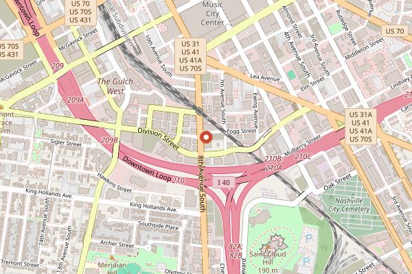 Map showing The Patterson House in Nashville