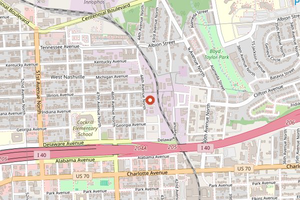 Map showing Fat Bottom Brewing in Nashville