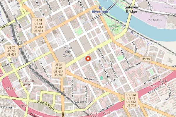 Map showing New Heights Brewing Company in Nashville