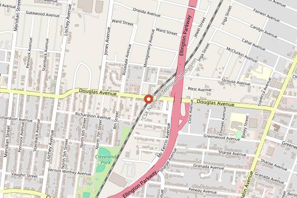 Map showing Xul East Nashville in Nashville