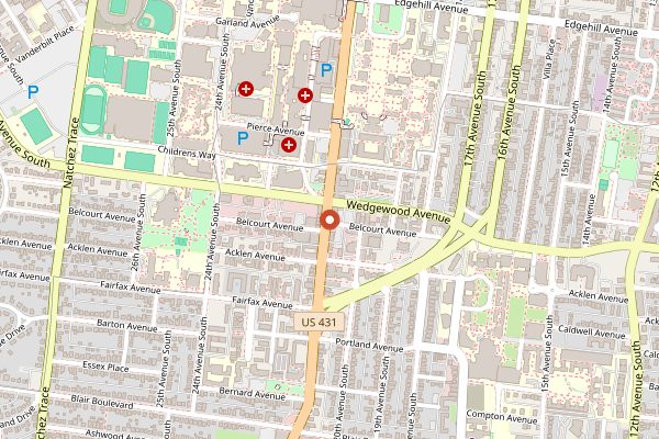 Map showing The Pancake Pantry in Nashville