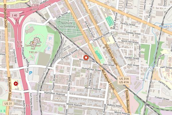 Map showing Americano Lounge in Nashville