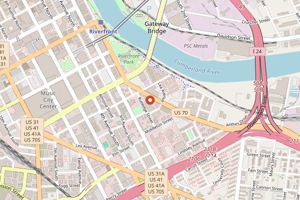Map showing Crema Coffee Roasters in Nashville