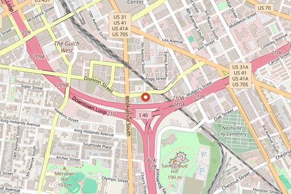 Map showing Prickly Pear Coffee Co. in Nashville
