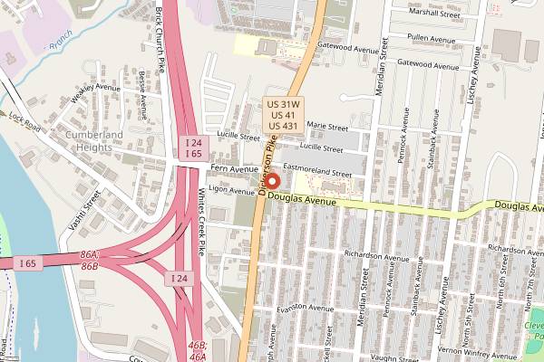 Map showing Retrograde Coffee in Nashville