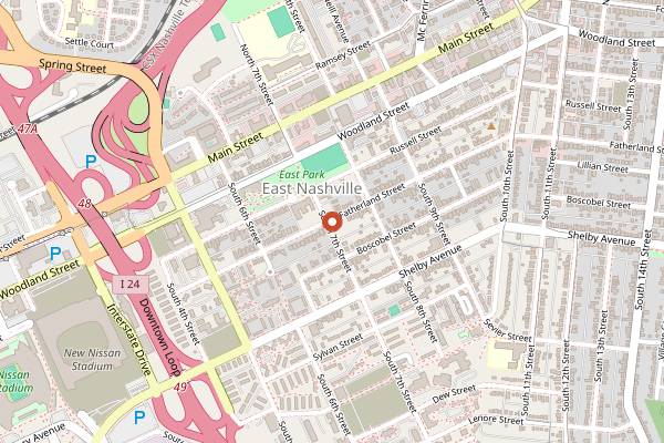 Map showing Sky Blue Cafe in Nashville