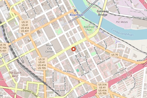 Map showing Martin's Bar-B-Que Joint in Nashville
