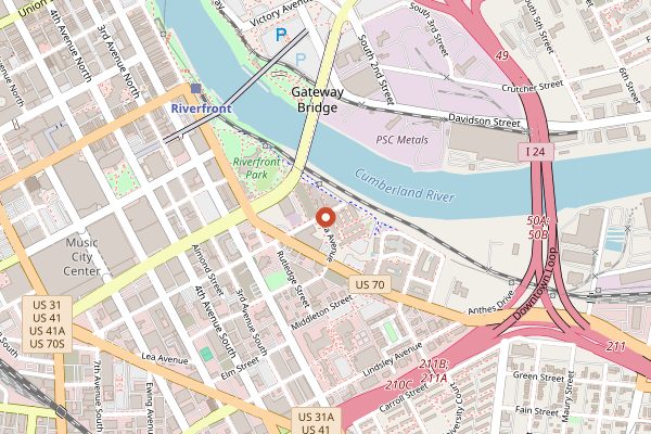Map showing Pinewood Social in Nashville