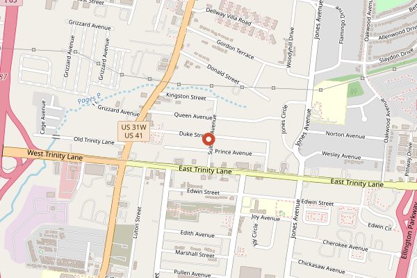 Map showing Crema Coffee Roasters in Nashville