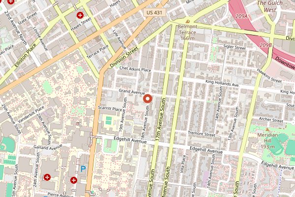 Map showing Salud Cooking School at Whole Foods Nashville in Nashville