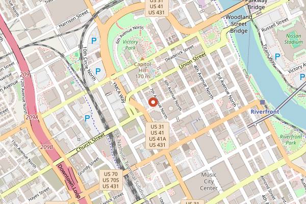Map showing Sidewalk Food Tours Nashville Cuisine Class in Nashville