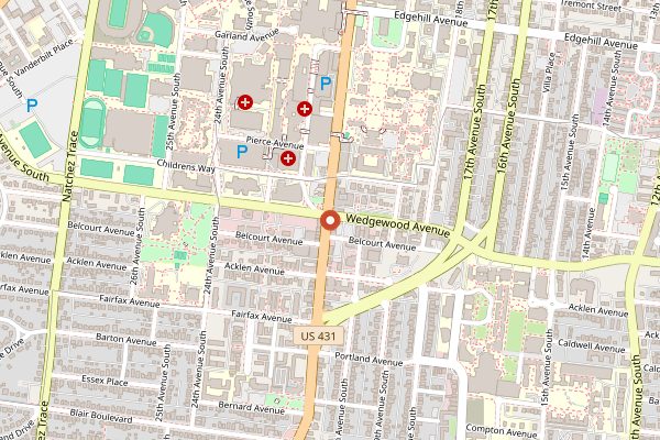 Map showing Sur La Table Nashville Cooking Class in Nashville