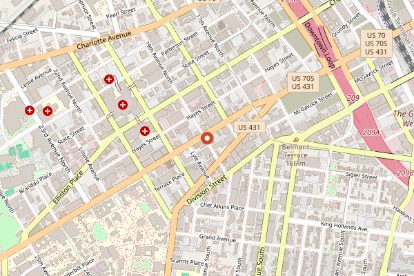 Map showing Goldie's Delicatessen in Nashville