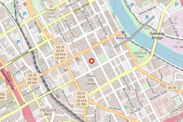 Map showing Nashville Predators Wine Festival and Tasting in Nashville
