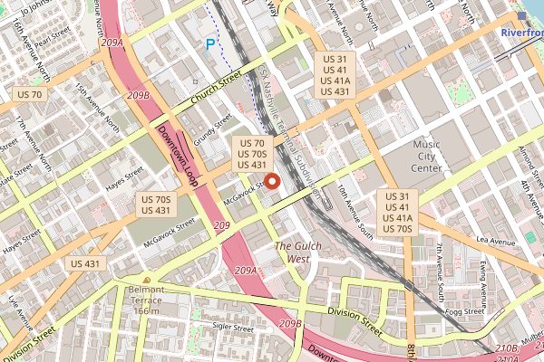 Map showing Kayne Prime in Nashville