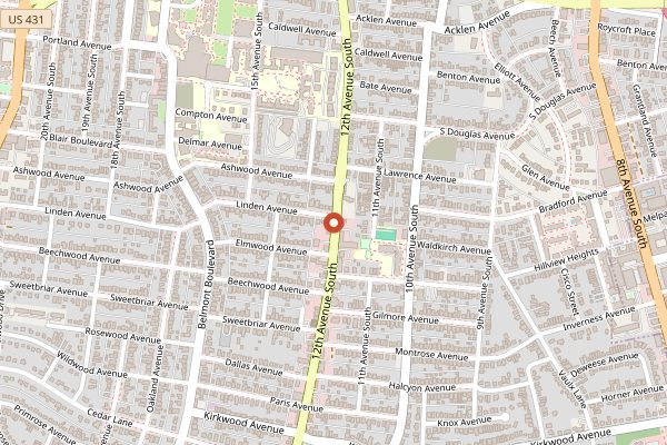 Map showing Locust in Nashville