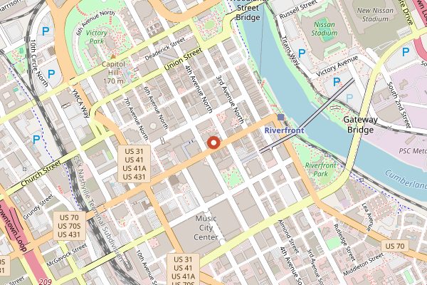 Map showing Robert's Western World in Nashville