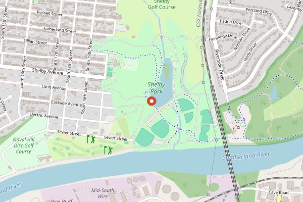 Map showing East Nashville Farmers' Market in Nashville