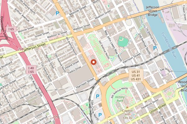 Map showing Nashville Farmers' Market in Nashville