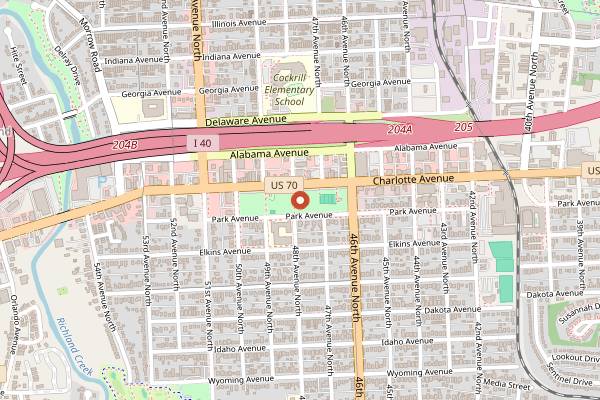 Map showing Richland Park Farmers Market in Nashville