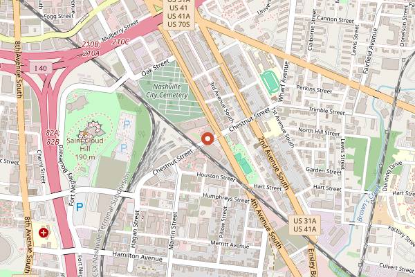 Map showing Wedgewood Houston Farmers Market in Nashville