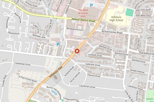 Map showing The Bluebird Cafe in Nashville