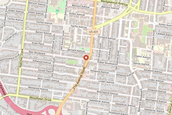 Map showing Brown's Diner in Nashville