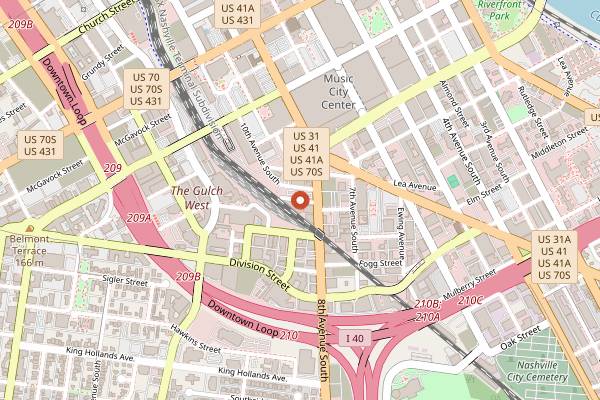 Map showing Cannery Hall in Nashville