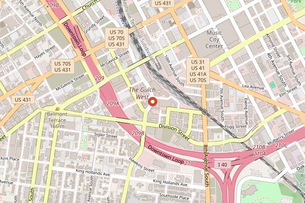 Map showing L.A. Jackson in Nashville
