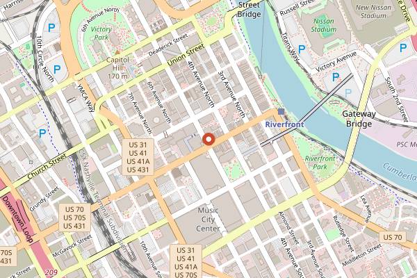 Map showing Legends Corner in Nashville