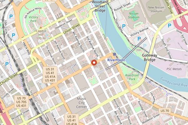 Map showing Whiskey Bent Saloon in Nashville