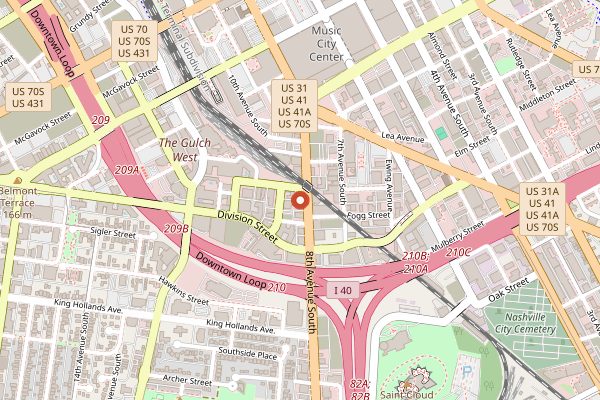 Map showing Arnold's Country Kitchen in Nashville