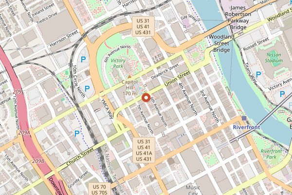 Map showing Drusie and Darr in Nashville