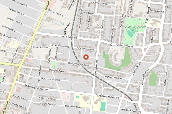 Map showing Rosemary and Beauty Queen in Nashville