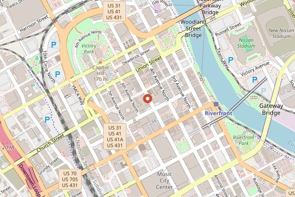 Map showing The Green Pheasant in Nashville