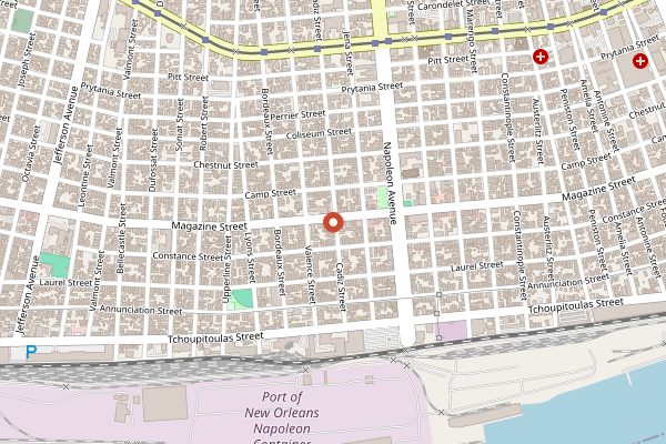Map showing La Boulangerie in New Orleans
