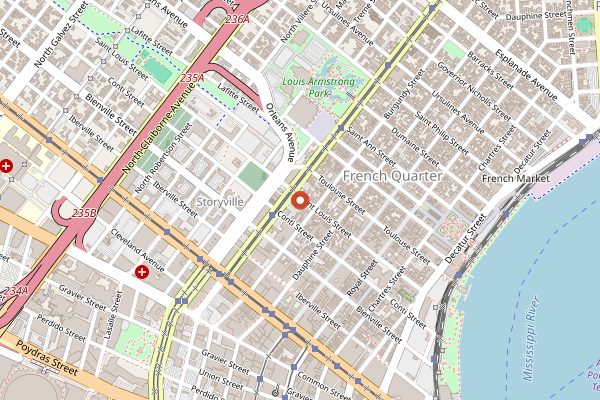 Map showing Jewel of the South in New Orleans