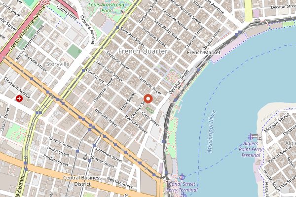 Map showing Napoleon House in New Orleans