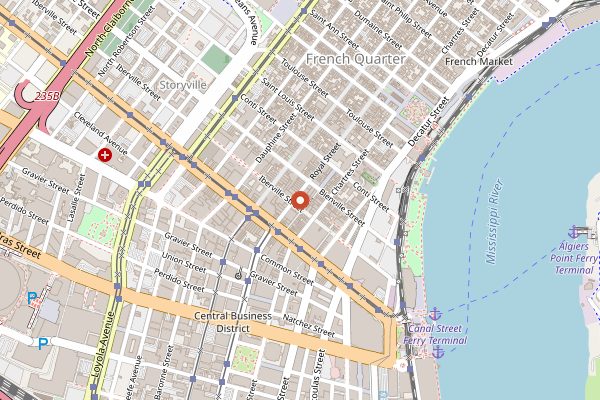 Map showing The Carousel Bar in New Orleans