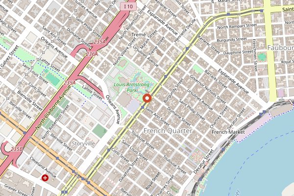 Map showing Bar Tonique in New Orleans