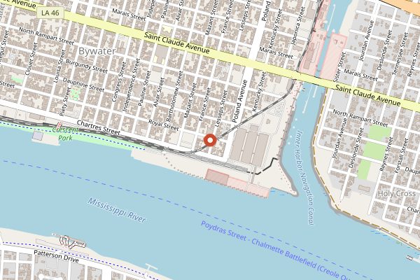 Map showing Parleaux Beer Lab in New Orleans