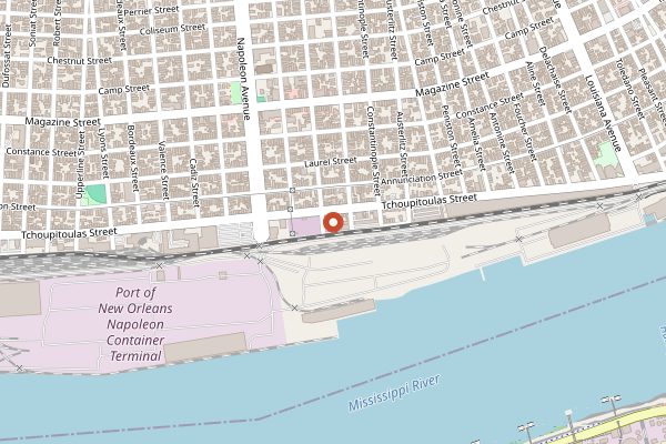 Map showing Port Orleans Brewing Co in New Orleans