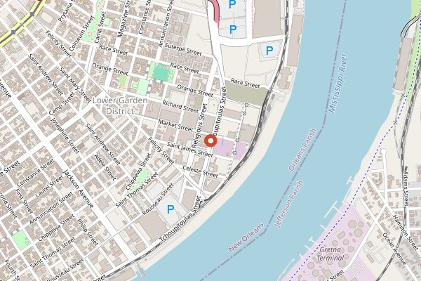 Map showing Urban South Brewery in New Orleans